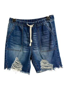 Almost Famous Distressed Denim Shorts Elastic Waist M